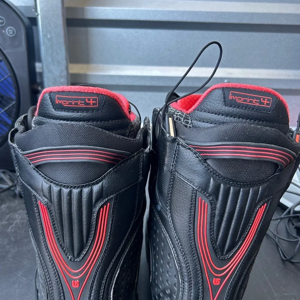Burton Ion Snowboard Boots Mens 8 Black Red Imprint 4 Liner Speed Zone Lacing